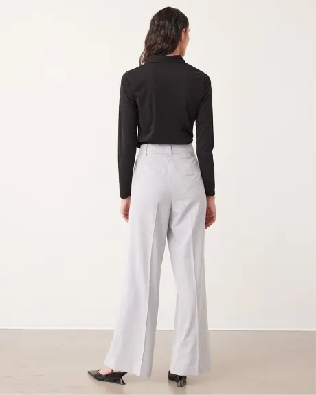 Crosshatch Wide-Leg High-Rise Pants - Petite