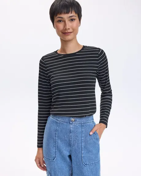 Long-Sleeve Crew-Neck Ribbed Top