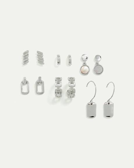 Hoops and Stud Earrings - 6 Pairs