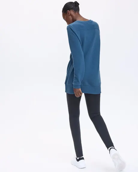 Long-Sleeve Crew-Neck Ottoman-Knit Tunic - Hyba