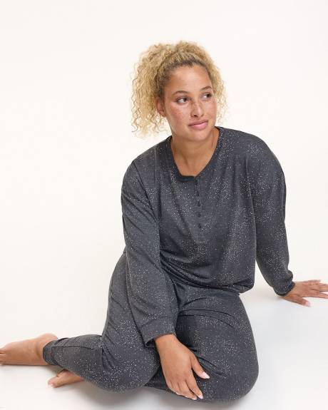 Long-Sleeve French Terry Pyjama Top - R Line