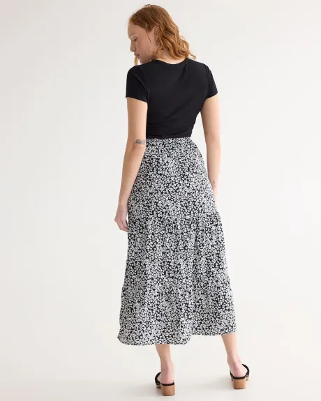 Pull-On Tiered Maxi Skirt