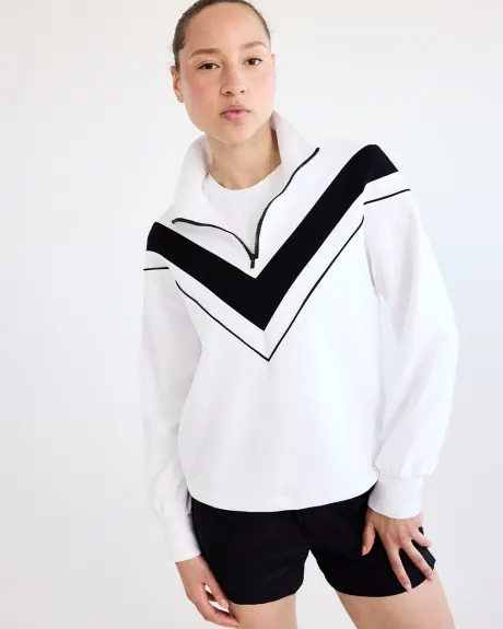 Long-Sleeve Half-Zip Pull-Over with Mock Neckline - Hyba