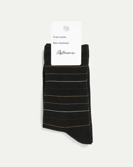 Cotton Crew Socks with Stripes