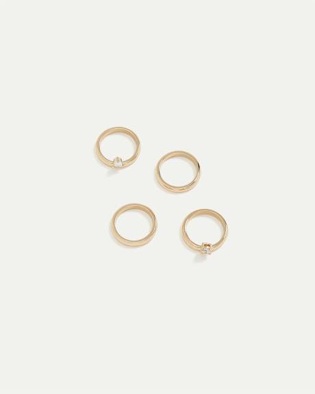 Rings with Rhinestones - Set of 4