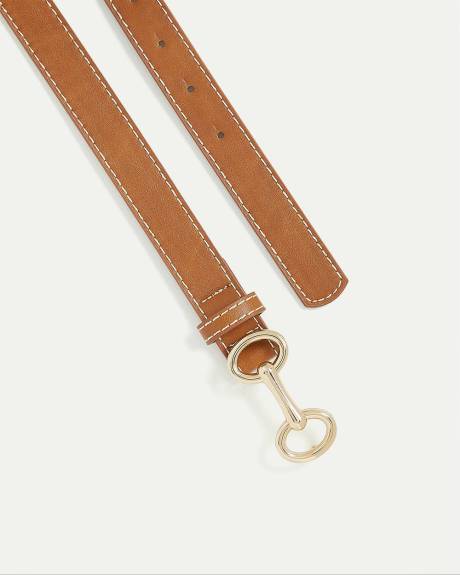 Skinny Belt with Contrast Stitches