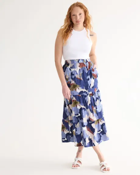 Pull-On Tiered Maxi Skirt