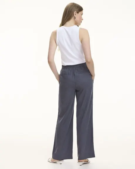 Pantalon en lin à jambe large et taille haute