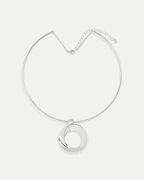 Cuff Necklace with Circular Pendant