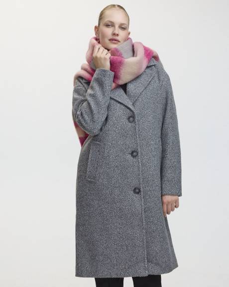 Oversized Bouclé Coat with Three-Button Closure