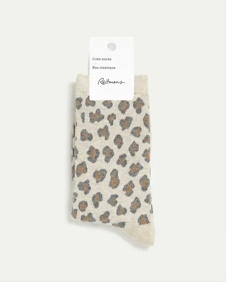 Cotton Socks with Leopard Print