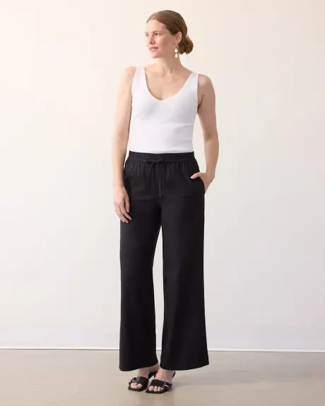 Wide-Leg High-Rise Linen Pant - Petite