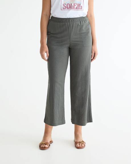 Wide-Leg Cropped Piqué Pant - Petite