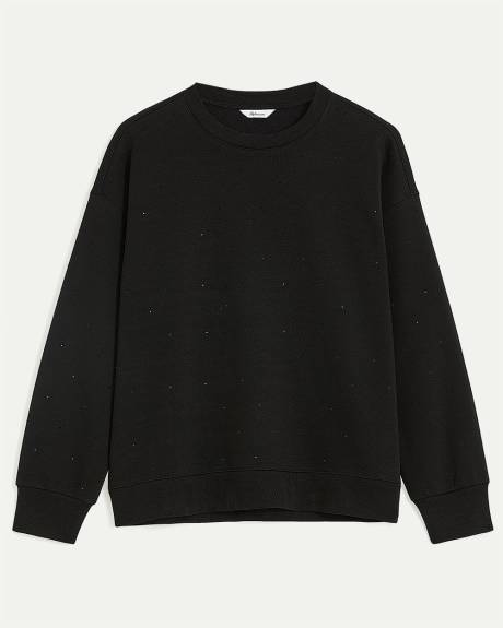 Crew-Neck Sweatshirt with Rhinestones