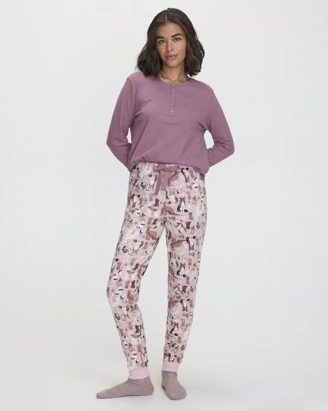 Long-Sleeve Top and Jogger Cotton Pyjama Set