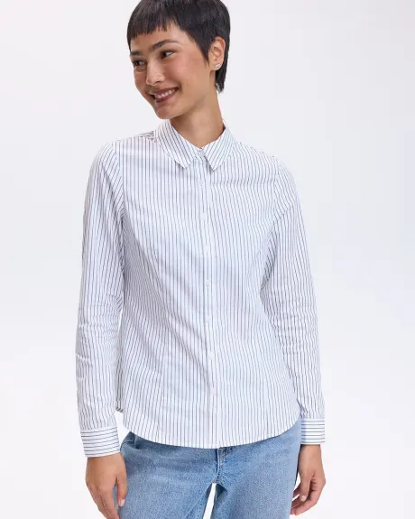 Long-Sleeve Buttoned-Down Blouse with Shirt Collar - R Essentials