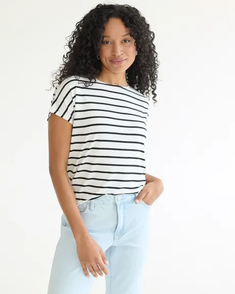 Short-Dolman-Sleeve Boat-Neck Tee