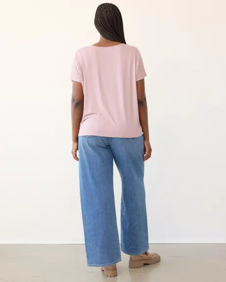 Short-Dolman-Sleeve Boat-Neck Tee