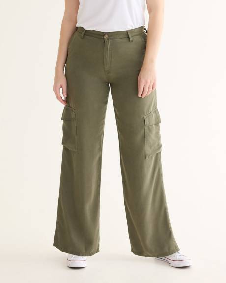 Pantalon cargo à jambe droite et taille haute - Petite