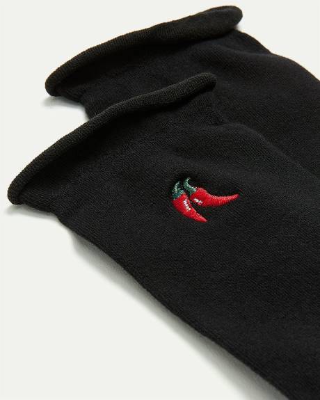 Cotton Crew Socks with Chili Pepper