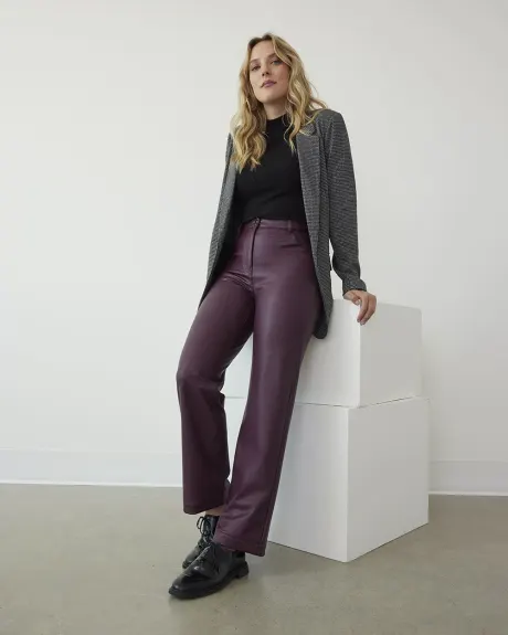 Pantalon taille haute à jambe droite en faux cuir - Long