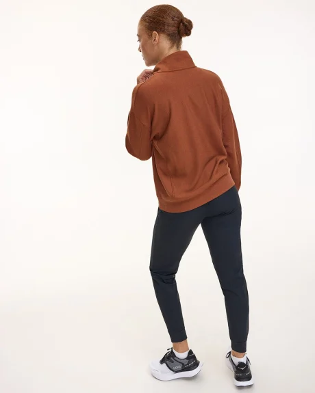 Long-Sleeve Sweater with Half-Zip Mock Neckline - Hyba