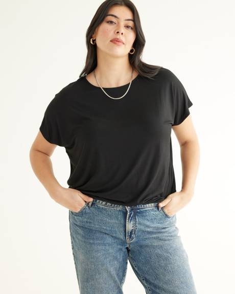 Short-Dolman-Sleeve Boat-Neck Tee