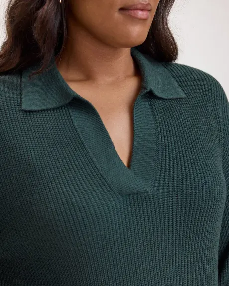 Long-Sleeve Cashmere-Blend Sweater with Johnny Collar