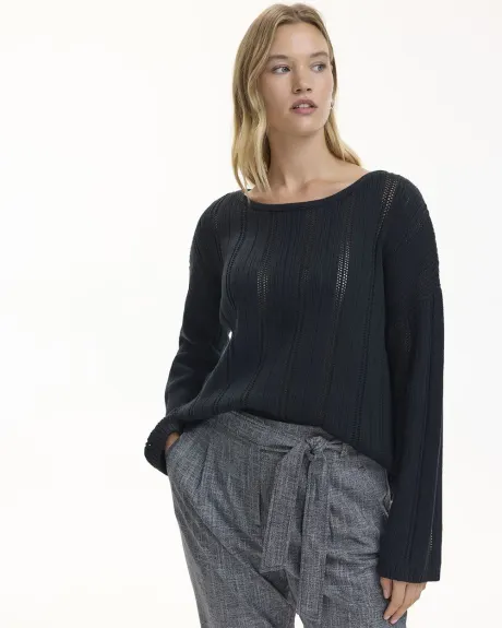 Long-Sleeve Pullover with Open Stitches