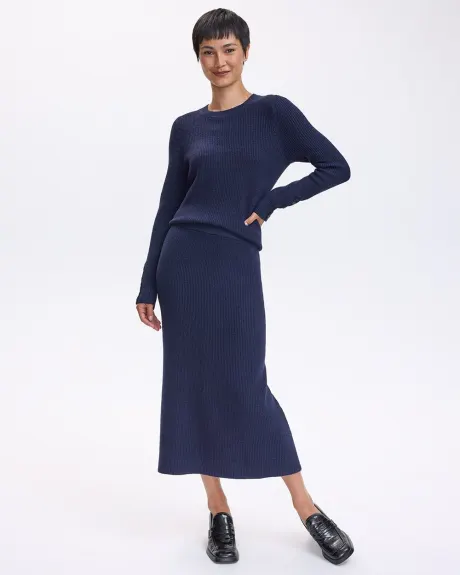 A-Line Knit Midi Skirt