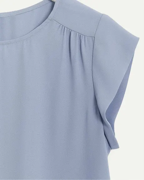 Cap-Sleeve Blouse with Crew Neckline, R Essentials