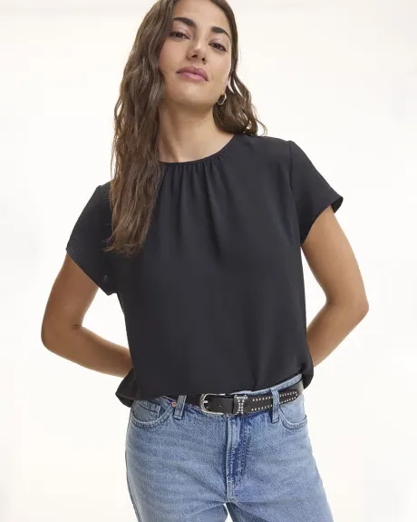 Short-Sleeve Crew-Neck Blouse