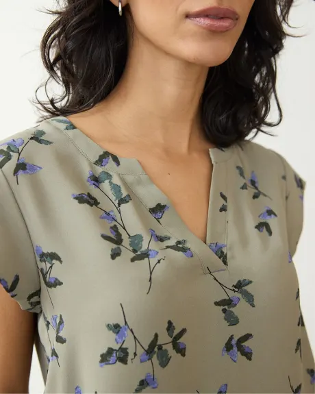 Cap-Sleeve Blouse with Split Neckline - R Essentials