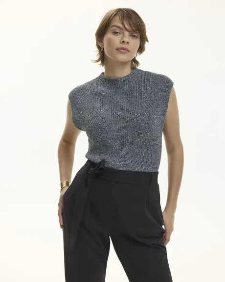 Sleeveless Funnel-Neck Sweater