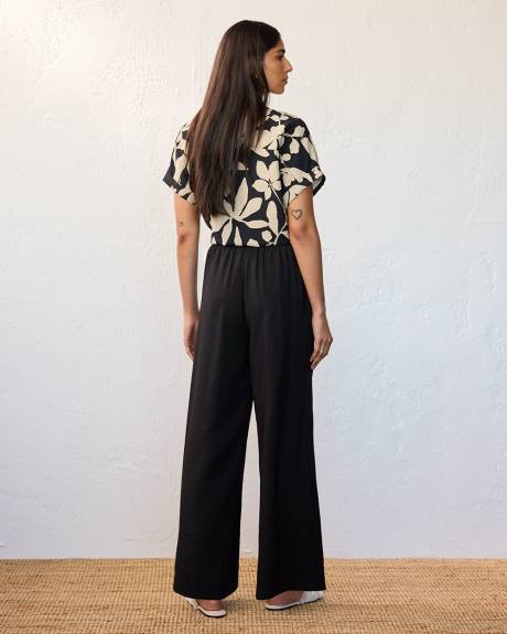 Wide-Leg High-Rise Pull-On Pant