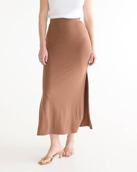 Pull-On Maxi Skirt with Side Slit