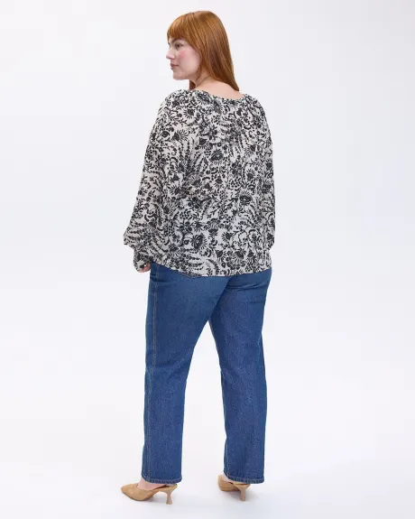 Long-Sleeve Split-Neck Blouse