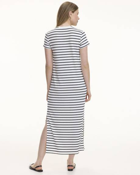 Short-Sleeve Ribbed Midi Dress