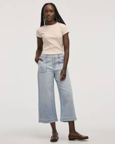 Wide-Leg High-Rise Cropped Jean