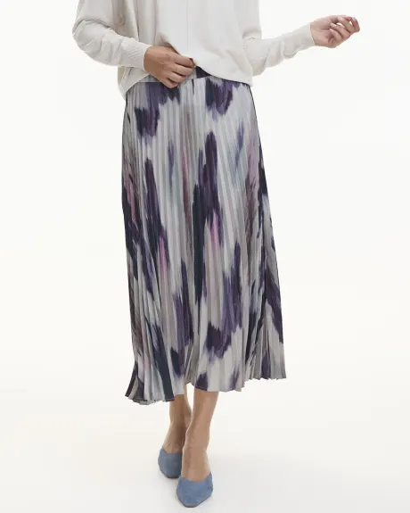 Pleated Midi Satin Skirt