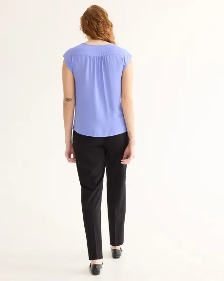 Cap-Sleeve Blouse with Crew Neckline - R Essentials