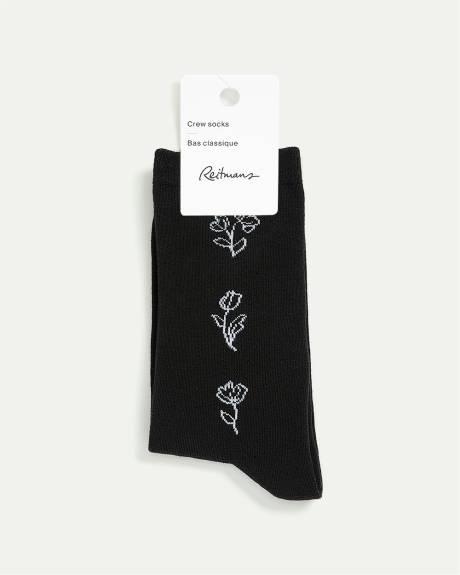 Cotton Socks with Floral Pattern