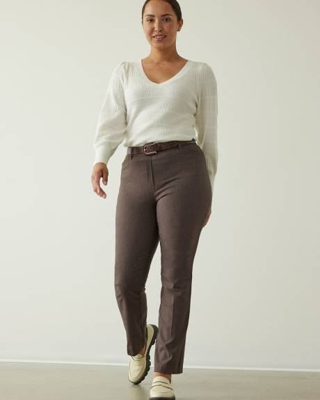 Straight-Leg High-Rise Herringbone Pants, The Iconic - Petite