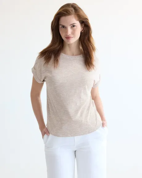 Crew-Neck Tee with Short Dolman Sleeves