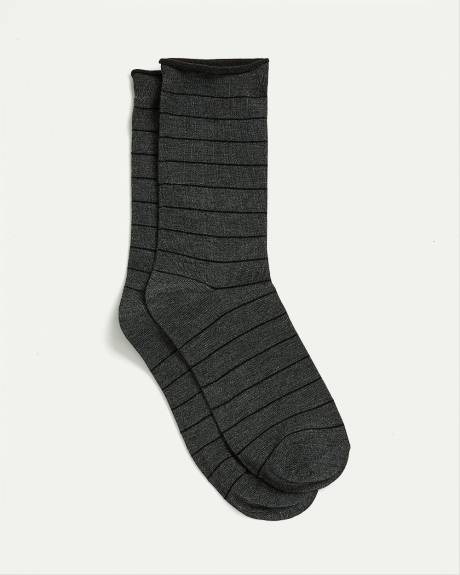 Bamboo Viscose Crew Socks with Stripes