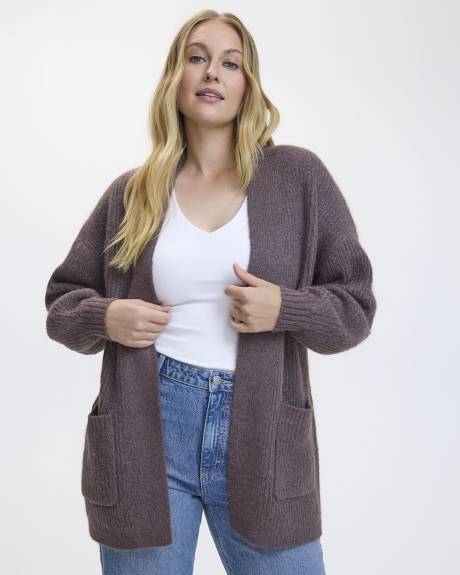 Long-Sleeve Open Cardigan with Pockets