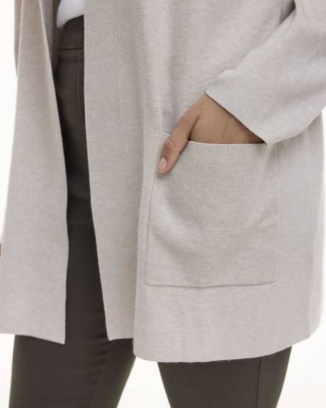 Long-Sleeve Open Cardigan with Pockets