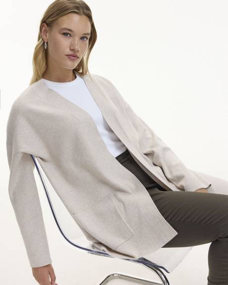 Long-Sleeve Open Cardigan with Pockets