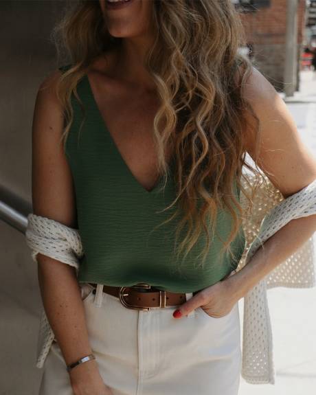 Sleeveless V-Neck Blouse