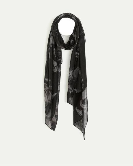 Large Scarf with Tonal Floral Pattern